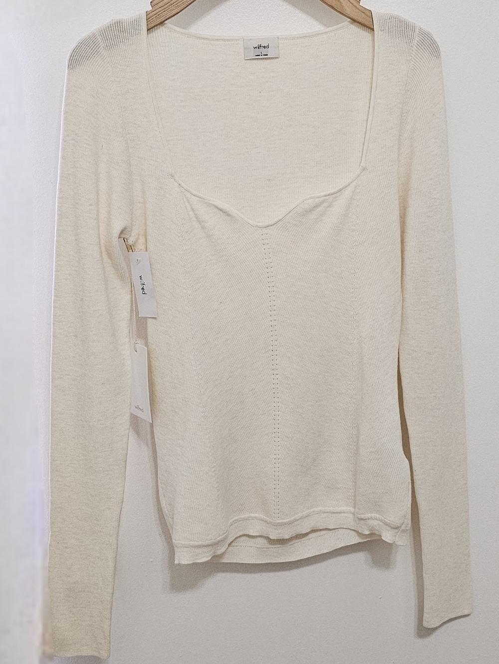 Aritzia Wilfred Heather Birch Tuscany Long Sleeve Knit Top - Picture 4 of 16